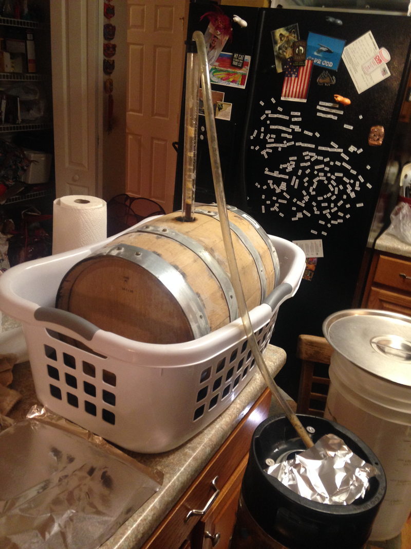 Extracting. Some went into a keg and some bottles. They’ll be conditioning for a few more weeks to gain some carbonation.